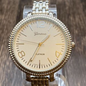 Large Faced Women's Geneva Platinum Watch 42 mm New Battery With